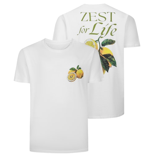 Bigdude „Zest Of Life“-T-Shirt mit Rückendruck, Weiß