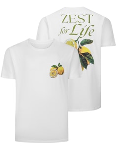 Bigdude „Zest Of Life“-T-Shirt mit Rückendruck, Weiß