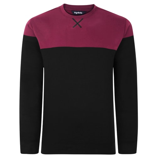 Bigdude Farbblockpullover Schwarz/Burgund