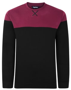 Bigdude Farbblockpullover Schwarz/Burgund