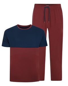 Bigdude Cut & Sew Pyjama-Set Burgunderrot/Marineblau