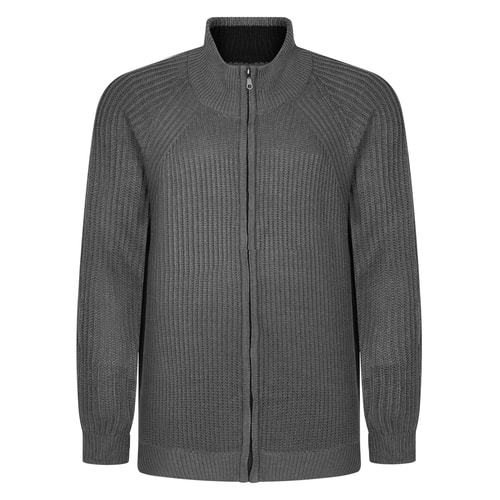 Bigdude Grobstrickpullover mit Reißverschluss, Anthrazit