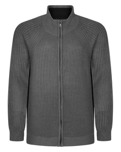 Bigdude Grobstrickpullover mit Reißverschluss, Anthrazit