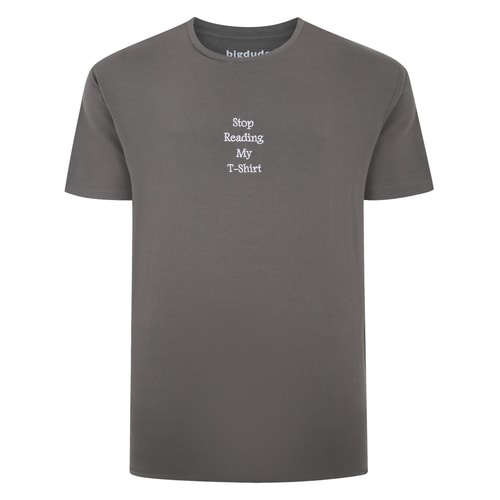 T-Shirt mit Bigdude-Slogan-Stickerei, verwaschenes Anthrazit, groß