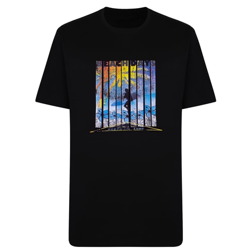 Cotton Valley Beach Day Surfer Print T-Shirt Schwarz