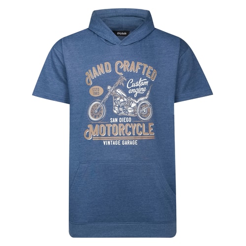 Bigdude Kurzarm-Hoodie mit Print, Dunkelblau meliert