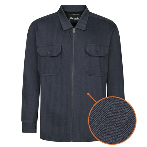 Bigdude Fischgrät-Jacket mit durchgehendem Reißverschluss, Marineblau