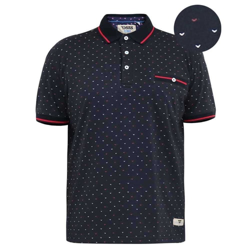 D555 Ashwell All Over Print Poloshirt Marineblau