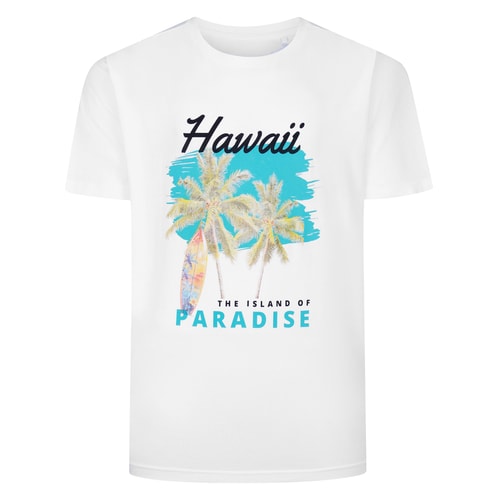 Bigdude Hawaii Paradise Print T-Shirt Weiß