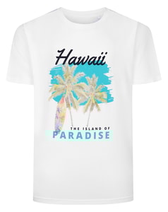 Bigdude Hawaii Paradise Print T-Shirt Weiß