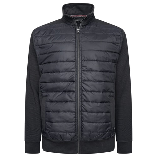 KAM Zip Thru Jacquard Selbststreifen-Bubble-Top-Jacke Schwarz