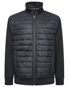 KAM Zip Thru Jacquard Selbststreifen-Bubble-Top-Jacke Schwarz