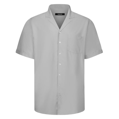 Bigdude Hemd mit lässigem Kragen aus Viskose, Hellgrau