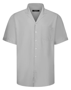 Bigdude Hemd mit lässigem Kragen aus Viskose, Hellgrau