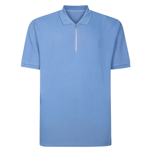 Bigdude Polohemd mit strukturierten Streifen, heller Denim