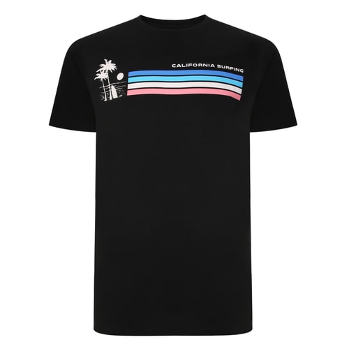 Bigdude California Surfing Print T-Shirt Schwarz