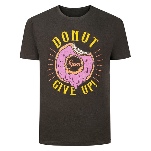 Bigdude Donut Give Up Print T-Shirt Anthrazit meliert