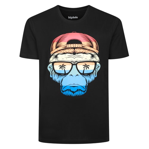 Bigdude Hip-Hop-T-Shirt mit Gorilla-Print, Schwarz