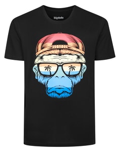 Bigdude Hip-Hop-T-Shirt mit Gorilla-Print, Schwarz
