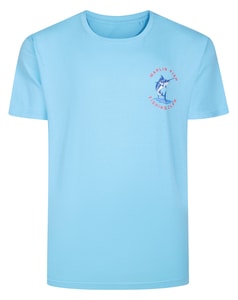 Bigdude Marlin T-Shirt mit kleinem Brustaufdruck, Himmelblau