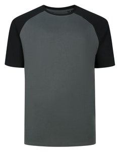 Bigdude Raglan-T-Shirt mit Kontrastärmeln, Anthrazit/Schwarz