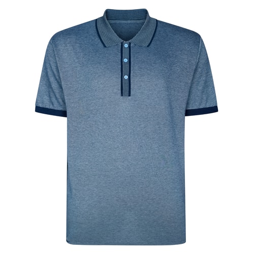 Bigdude Poloshirt mit Kontraststreifen, Marineblau/Hellblau