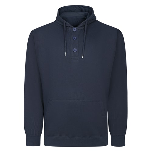 Bigdude Waffel-Hoodie mit Knopfleiste, Marineblau