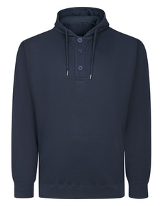 Bigdude Waffel-Hoodie mit Knopfleiste, Marineblau