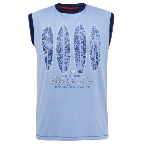 D555 Bretton Surf Board Print Ärmelloses T-Shirt Blau meliert