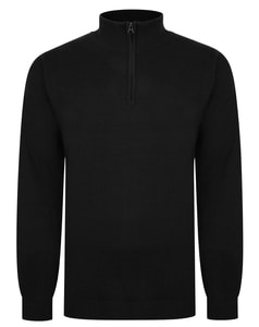 Bigdude Strickpullover mit Reißverschlusskragen Schwarz