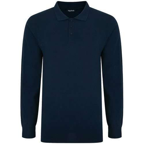 Bigdude Langarm Poloshirt Marineblau