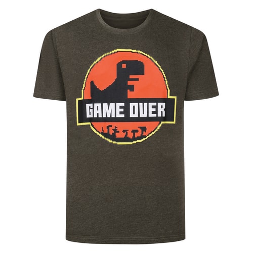 Bigdude Game Over Print T-Shirt Anthrazit meliert