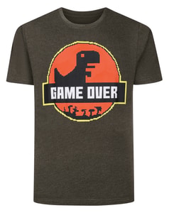 Bigdude Game Over Print T-Shirt Anthrazit meliert