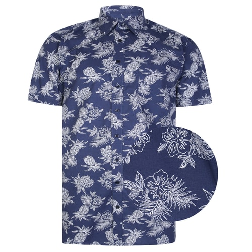 Bigdude Kurzarmhemd mit Ananas-Print Blau
