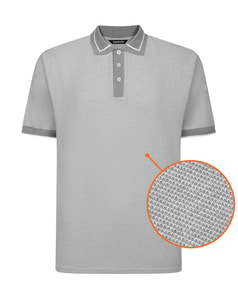 Bigdude Zweifarbiges Polohemd mit Zierstreifen, Grau, Größe L