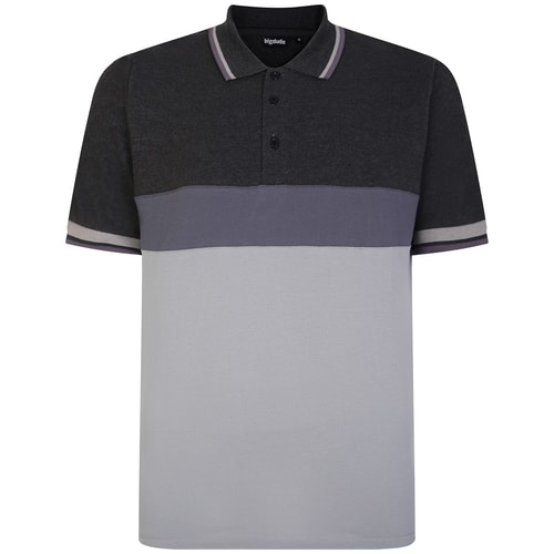 Bigdude Cut & Sew Poloshirt in Kontrastfarbe Grau