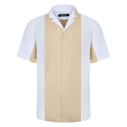 Bigdude Rayon Relaxed Collar Kurzarmhemd Creme