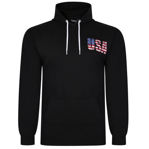 Bigdude USA Print Hoody Schwarz Tall