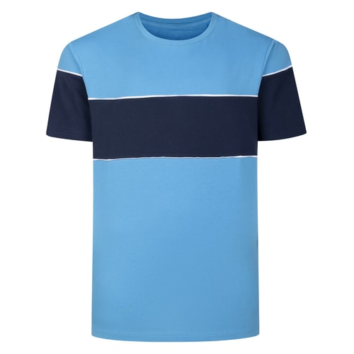 Bigdude Colour Block T-Shirt Hellblau/Marineblau, Größe L