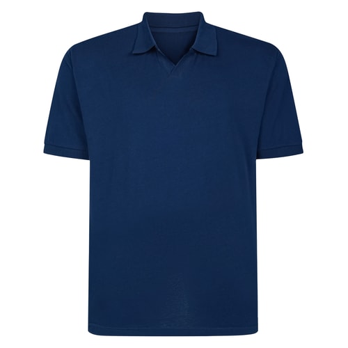 Bigdude Poloshirt aus weichem Jersey mit kubanischem Kragen, Marineblau, Größe L