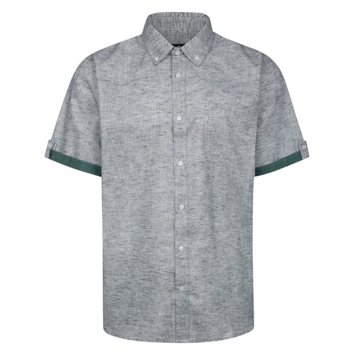 Bigdude Hemd mit Kontrastärmeln und Knopfleiste, Khaki