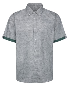 Bigdude Hemd mit Kontrastärmeln und Knopfleiste, Khaki