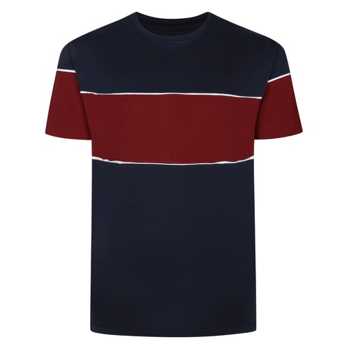 Bigdude Colour Block T-Shirt Marineblau/Burgund