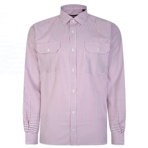 Bigdude Langarmshirt mit Brusttaschen Rot/Weiß Tall