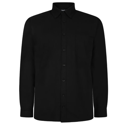Bigdude Button-Down-Oxford-Langarmhemd Schwarz