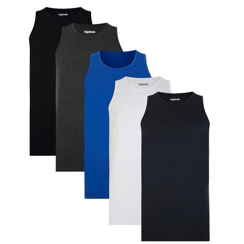Bigdude – 5er-Pack schlichte Unterhemden, mehrfarbig