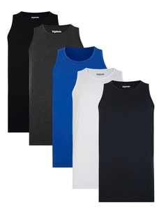 Bigdude – 5er-Pack schlichte Unterhemden, mehrfarbig