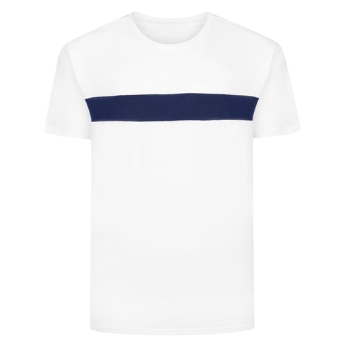 Bigdude T-Shirt mit kleinen Streifen, ausgeschnitten und genäht, Weiß, Größe L