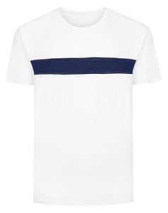 Bigdude T-Shirt mit kleinen Streifen, ausgeschnitten und genäht, Weiß, Größe L
