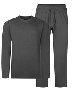 Bigdude Langarm-Jersey-Pyjama-Set Anthrazit